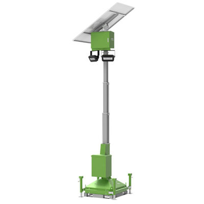 برج چراغ خورشیدی متحرک برج چراغ موقت 2 * 50W LED برای روشنایی خیابانی