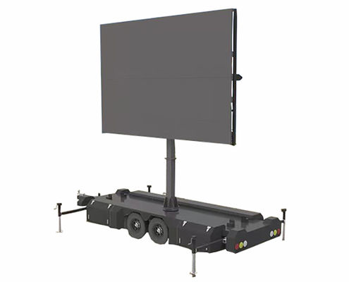 صفحه نمایش خورشیدی کامل رنگی LED هائیدرولیک بالا بردن و نزول تریلر برای نمایش تبلیغاتی