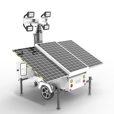 برج روشنایی خورشیدی قابل حمل با چراغ های LED 4 * 100W برای روشنایی ساختمان