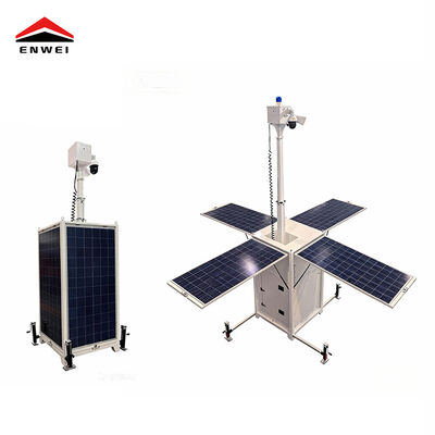 برج دوربین مداربسته تلفن همراه با چهار پانل خورشیدی ۳۵۰ وات برای نظارت بر سایت های ساختمانی