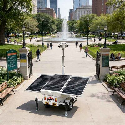 پانل های خورشیدی بزرگ دوربین های امنیتی تریلرهای دوربین های خورشیدی قابل حمل تریلرهای دوربین های خورشیدی برای نظارت بر جاده